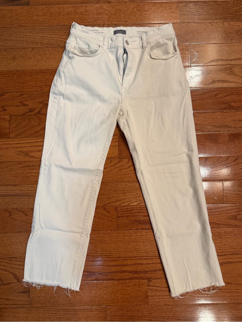 DL1961 Cream High-Rise Straight Jeans
